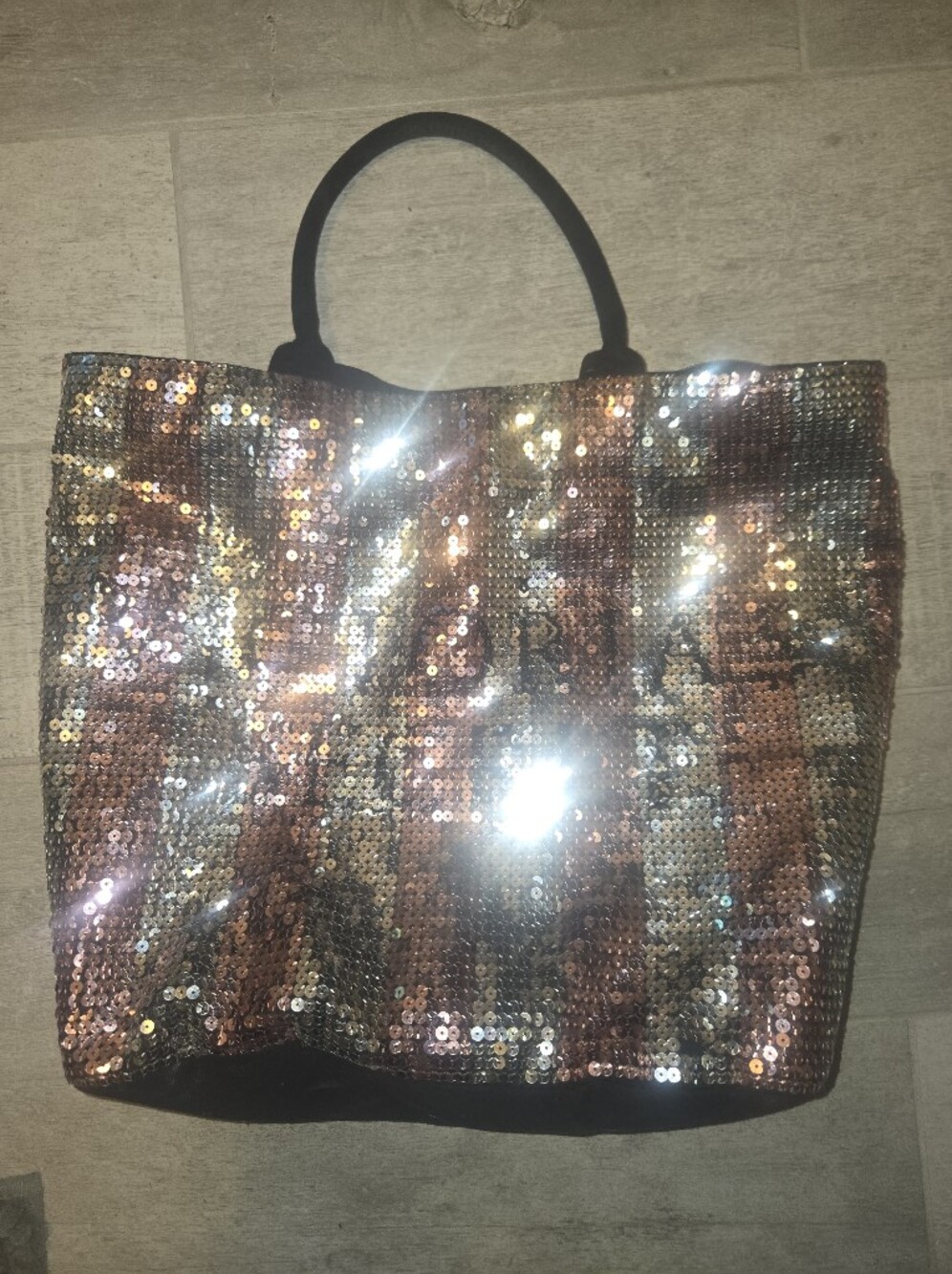 Victoria's Secret Sequin Tote Bag - Rose Gold and Silver Sparkle